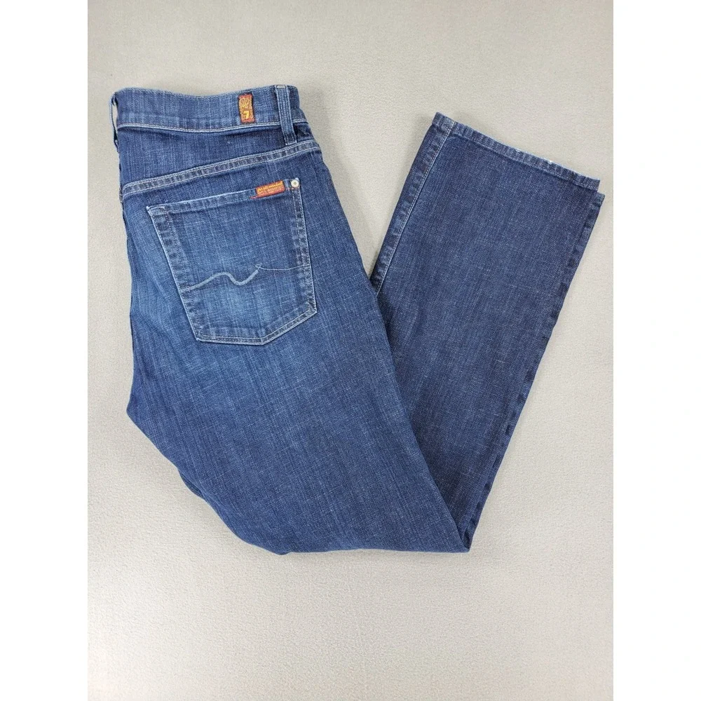 7 For All Mankind Austyn Jeans Men 36x32 Blue Relaxed Straight Dark Wash Stretch